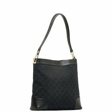 GUCCI EC Canvas One Shoulder Bag 33900 Black Leather Women's