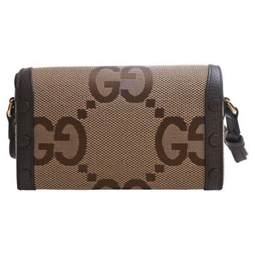 GUCCI Horsebit 1955 Jumbo EC Canvas Leather Shoulder Bag 699296 Beige/Brown Women's