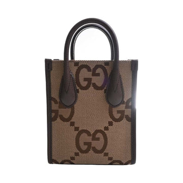 GUCCI Jumbo EC Canvas Leather Tote Bag Shoulder 699406 Beige/Brown Women's