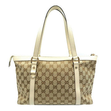 GUCCI Abbey Line 141470 EC Canvas Leather Beige Tote Bag