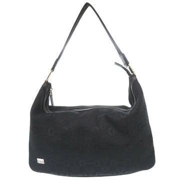 Gucci Horsebit Pattern 211523 Canvas Black Shoulder Bag 1563GUCCI