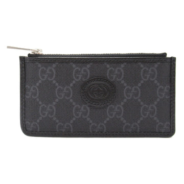 GUCCI Coin Business Card Holder/Card Case Leather EC Supreme Canvas Men's Black 69771792TCF1000