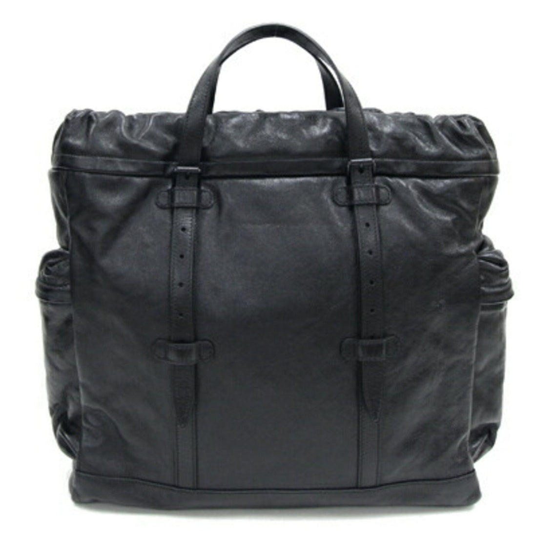 Gucci Tote Bag Drawstring 725664 Black Leather Lining EC Men Women GUCCI
