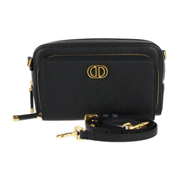 Christian Dior Caro Double Pouch Shoulder Bag S7431UBAE Calfskin Black Second Clutch R2415083010048