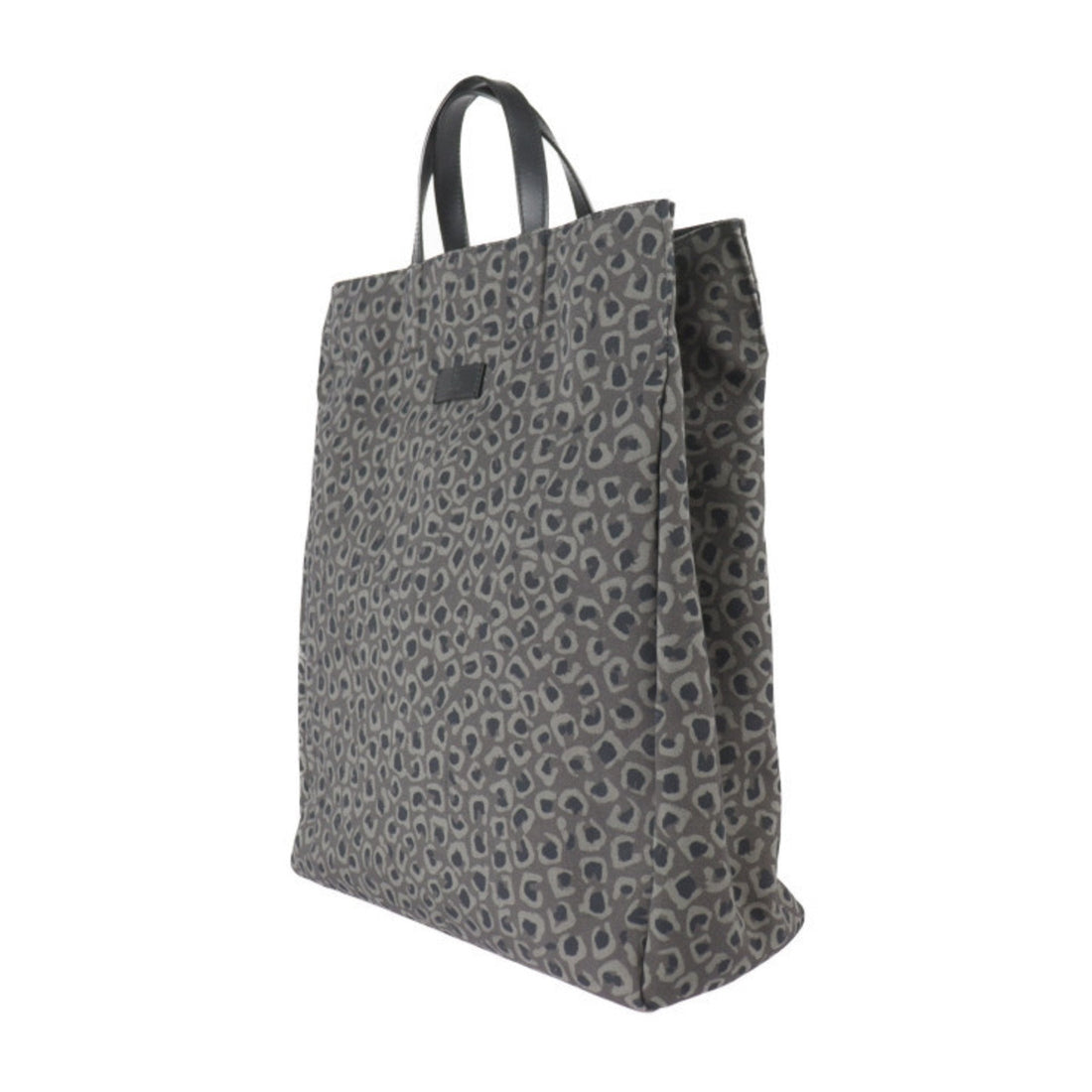 GUCCI Tote Bag 341739 Canvas Leather Gray Black Leopard Print