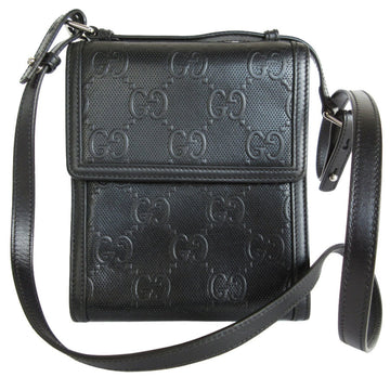 GUCCI Shoulder Bag EC Embossed Leather Black Silver Men's 625782 s0052j