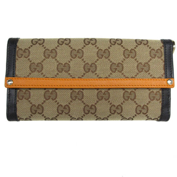 GUCCI Long Wallet EC Canvas Leather Orange x Black Brown Men's Women's 282429 s0336a
