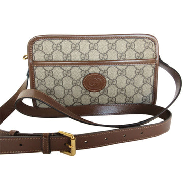 GUCCI Shoulder Bag EC Supreme Leather Beige Brown Gold Women's 658572 s0407i