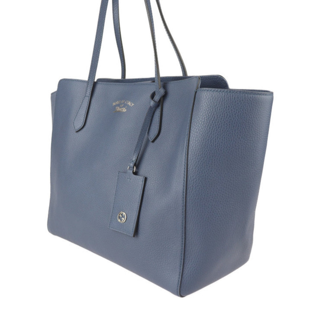 GUCCI Swing Tote Bag 354397 Leather Navy Shoulder Large
