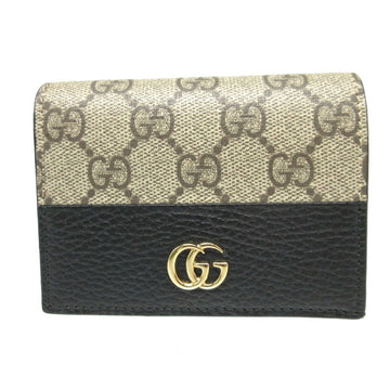 Gucci EC Marmont 658610 Supreme Leather Beige Black Bi-fold Wallet 2025GUCCI