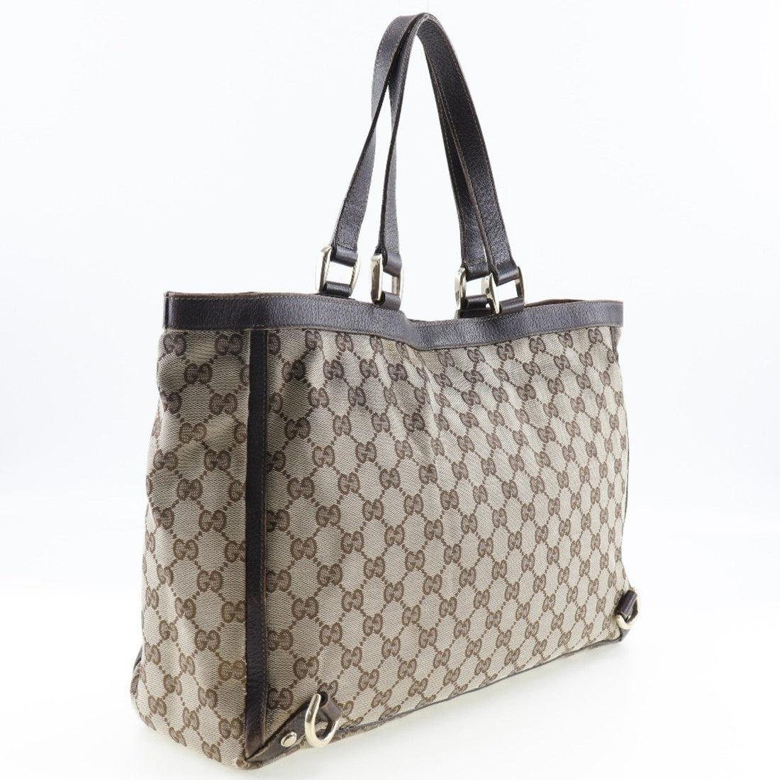 GUCCI Abbey Tote Bag 141472 EC Canvas x Leather Beige/Brown Ladies