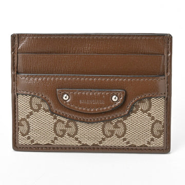 GUCCI x BALENCIAGA Hacker Project Card Case 681709 EC Canvas Leather Brown S-156674