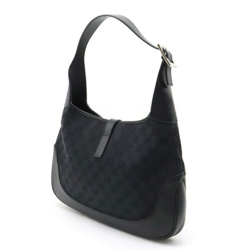 GUCCI EC Canvas Jackie Line Shoulder Bag Leather Black 001.3306.3444