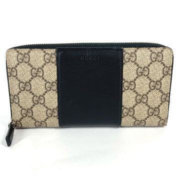 Gucci 451249 EC Supreme Zip Around Long Wallet Beige Black