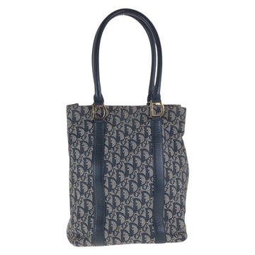 Christian Dior Dior Trotter Navy Gold Hardware Canvas Leather Tote Bag Shoulder Women's