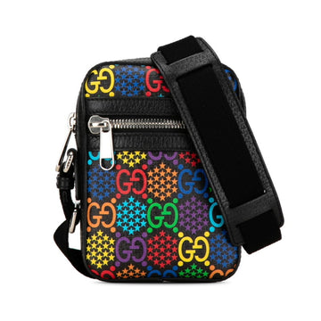 Gucci EC Psychedelic Shoulder Bag 598103 Black Multicolor PVC Leather Women's GUCCI