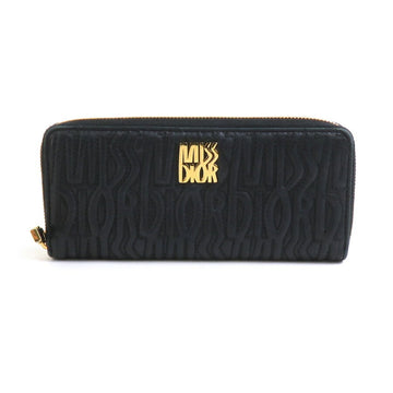 Christian Dior Round Long Wallet Leather Black Women's 56075g