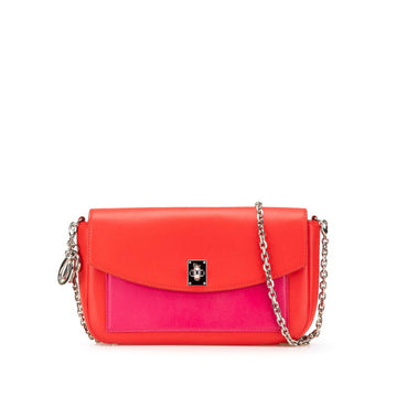 Christian Dior Dior Bicolor Chain Shoulder Bag Red Pink Leather Women's