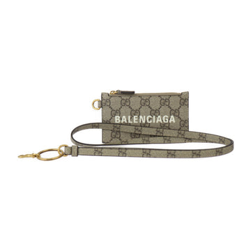 GUCCI Gucci BALENCIAGA Collaboration The Hacker Project Business Card Holder/Card Case 681706 EC Supreme Canvas Beige Brown Neck Strap Included Fragment Wallet/Coin Coin Purse