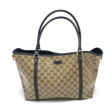 GUCCI 265695 EC Crystal Bag Tote Leather Coated Canvas Women's Beige