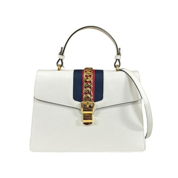 Gucci Sylvie Shoulder Bag Leather 431665 White Women's GUCCI 2way