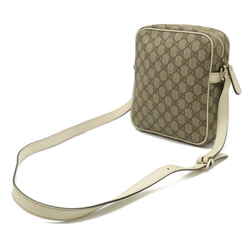 GUCCI EC Plus Supreme Shoulder Bag Pochette PVC Leather Khaki Beige Brown Ivory 233268