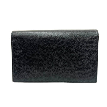GUCCI Interlocking G Chain Shoulder Bag Long Wallet Clutch Calfskin Leather Black 615523