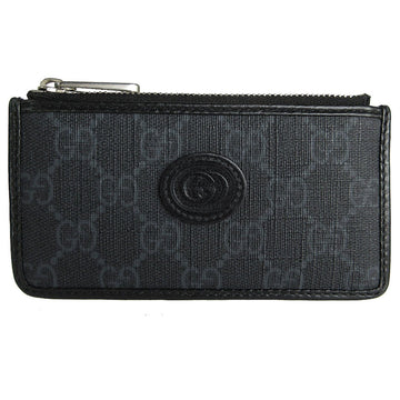 GUCCI Wallet/Coin Case/Business Card Holder/Card Case EC Supreme Leather Dark Gray Black Silver Men's 697717 s0018