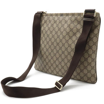 GUCCI EC Supreme Plus Shoulder Bag PVC Leather Beige Brown Dark 201446