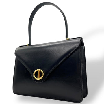 Christian Dior handbag black leather genuine gold hardware CD logo formal ladies top handle