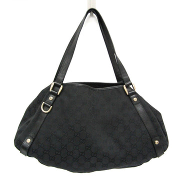 Gucci EC Canvas 130736 Women's Canvas,Leather Tote Bag Black