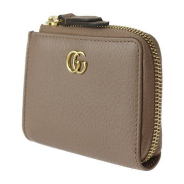 GUCCI EC Marmont Coin Case 644406 Leather Beige Gold Metal Fittings Purse L-shaped Zipper Japan Limited