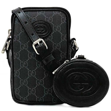 Gucci Shoulder Bag f-22060 Black EC Supreme 700959 PVC Leather 203887 GUCCI Pochette Crossbody Men's Women's Airpods Smartphone