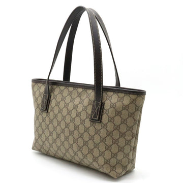 GUCCI EC Supreme Plus Tote Bag Shoulder PVC Leather Beige Dark Brown 211138