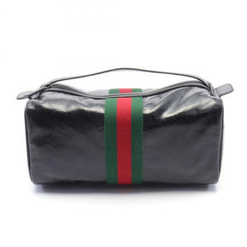 Gucci EC Crystal Sherry Line Handbag Bag Coated Canvas Leather Men's Black 759689FACI01064
