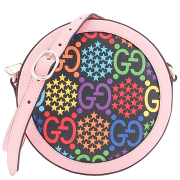 Gucci EC Psychedelic Circle Shoulder Bag Pink Multicolor 603938 Women's PVC Leather Round GUCCI