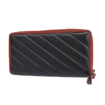 GUCCI EC Marmont Leather Round Long Wallet 573810 Black/Red Women's