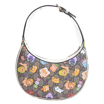 GUCCI EC Supreme Half Moon Shape Animal Print One Shoulder Bag 726843 Beige White Women's