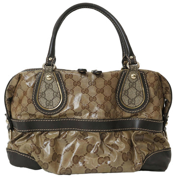 Gucci EC Crystal Handbag Beige x Dark Brown 223962 Women's PVC Leather Boston Bag GUCCI