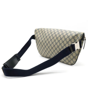 GUCCI EC Plus Supreme Body Bag Hip Waist PVC Leather Beige Navy Dark Blue 211110