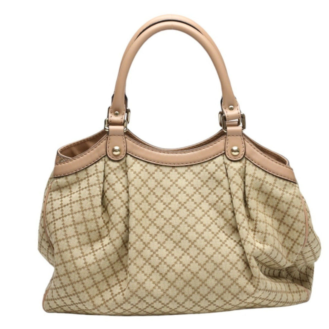 GUCCI Tote Bag Handbag Diamante Canvas EC 211944 Beige