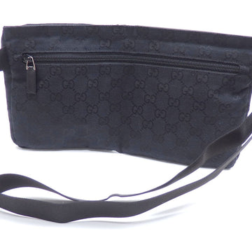 GUCCI Body Bag Black EC Canvas Leather 28556 Waist Pouch Women's Men's