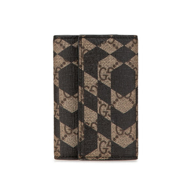 Gucci EC Kaleido Supreme 6-ring key case 406559 Black Beige PVC Leather Women's GUCCI