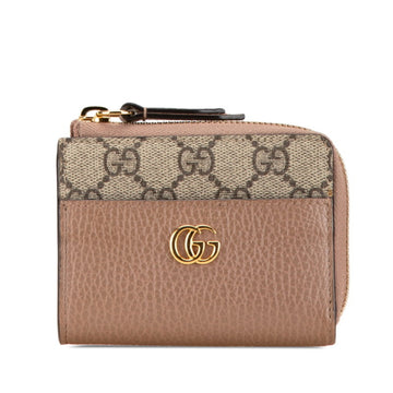 Gucci EC Marmont L-shaped bi-fold wallet 658609 Beige PVC Leather Women's GUCCI