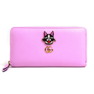 GUCCI EC Marmont Bosco Zip Around Leather Long Wallet Pink Women's 499337 r10233a