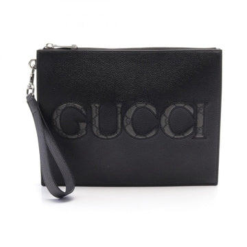 Gucci EC Supreme Clutch Bag Leather Coated Canvas Men's Black 768374AACXC1050