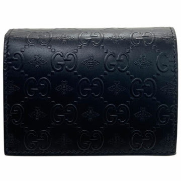 Gucci Card Case EC Alveare Bi-fold Wallet Leather Black 410120 GUCCI Guccissima Bee Compact Business Holder AHSR-13508