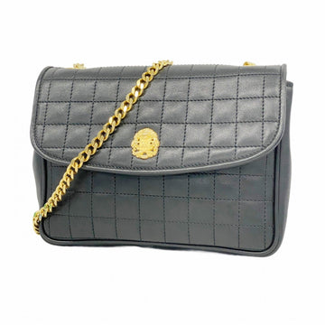 Christian Dior Shoulder Bag Leather Black Women's