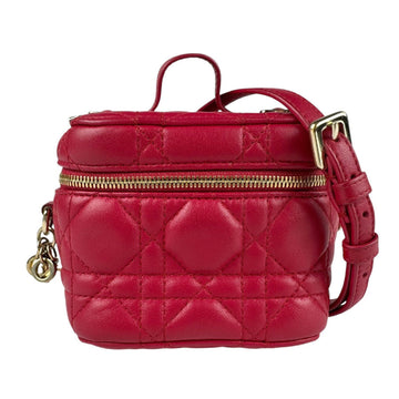 Christian Dior Shoulder Bag Micro Vanity Cannage Leather Red Gold Women's z5779