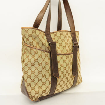 GUCCI  CS Canvas 002-1073 Women's Leather Tote Bag Beige,Brown